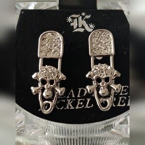 Silver Skull and Crossbones Earrings